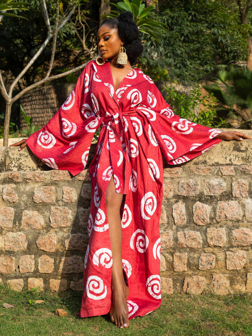 Picture of Red spring maxi kimono