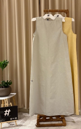 صورة تصميم كاجوال أنيق من كتان عالي الجودة – قصة حرف A مبطنة