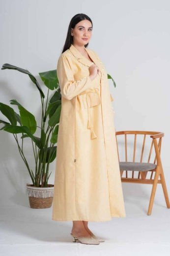 صورة عباية كتان رسمية - باللون الأصفر