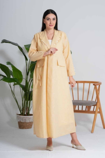 صورة عباية كتان رسمية - باللون الأصفر