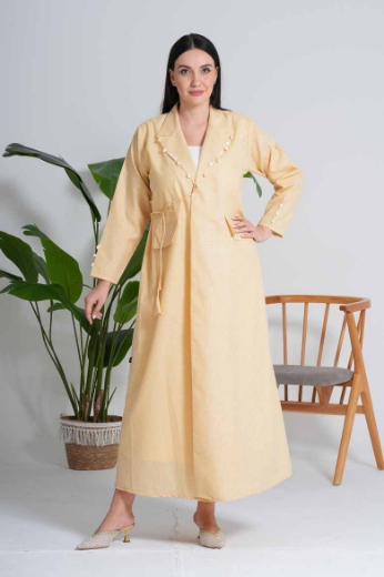 صورة عباية كتان رسمية - باللون الأصفر
