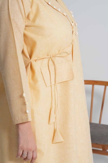 صورة عباية كتان رسمية - باللون الأصفر