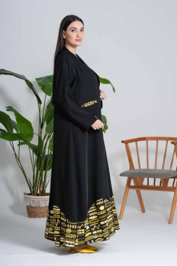 Picture of Formal Abaya with the African design   -Black Formal Abaya