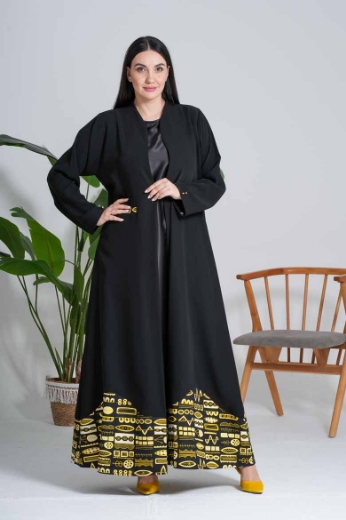Picture of Formal Abaya with the African design   -Black Formal Abaya