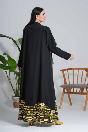 Picture of Formal Abaya with the African design   -Black Formal Abaya