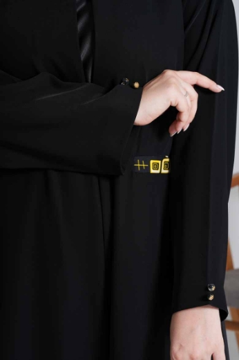 Picture of Formal Abaya with the African design   -Black Formal Abaya