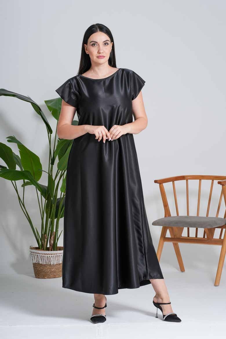 صورة تصميم كاجوال أنيق من ساتان  عالي الجودة – قصة حرف A مبطنة