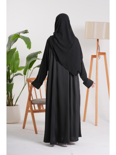 Picture of BLACK Silk-Like Evening Abaya