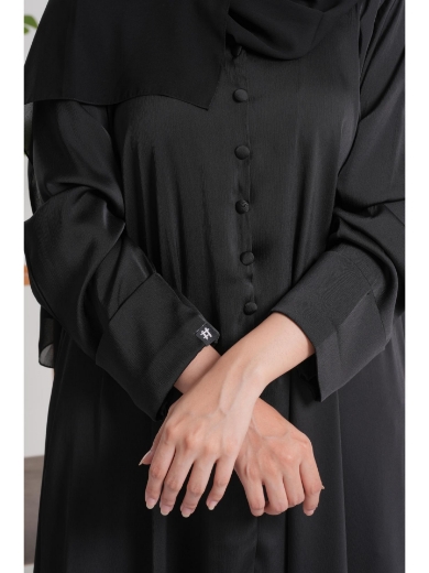 Picture of BLACK Silk-Like Evening Abaya
