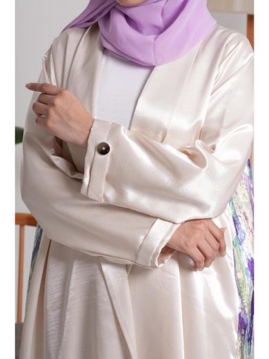 Picture of Ivory Abaya with Wavy Silk Lining  Coat - AFRO
