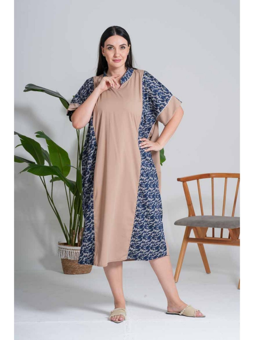 Picture of The Two-Tone Panel Caftan (Beige & Navy)