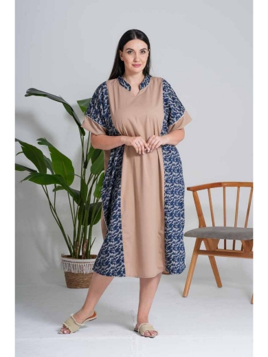 Picture of The Two-Tone Panel Caftan (Beige & Navy)