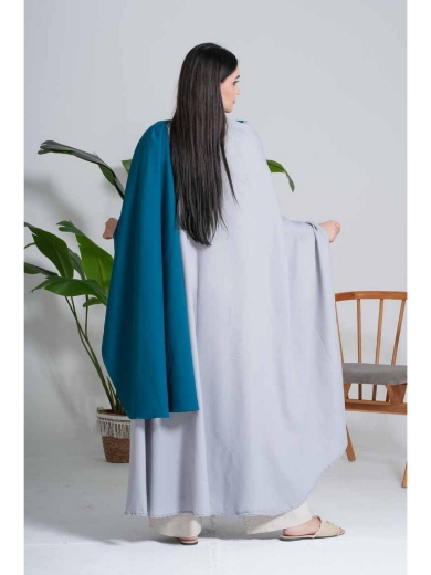 Picture of Color Block Batwing Caftan (Teal & Gray)