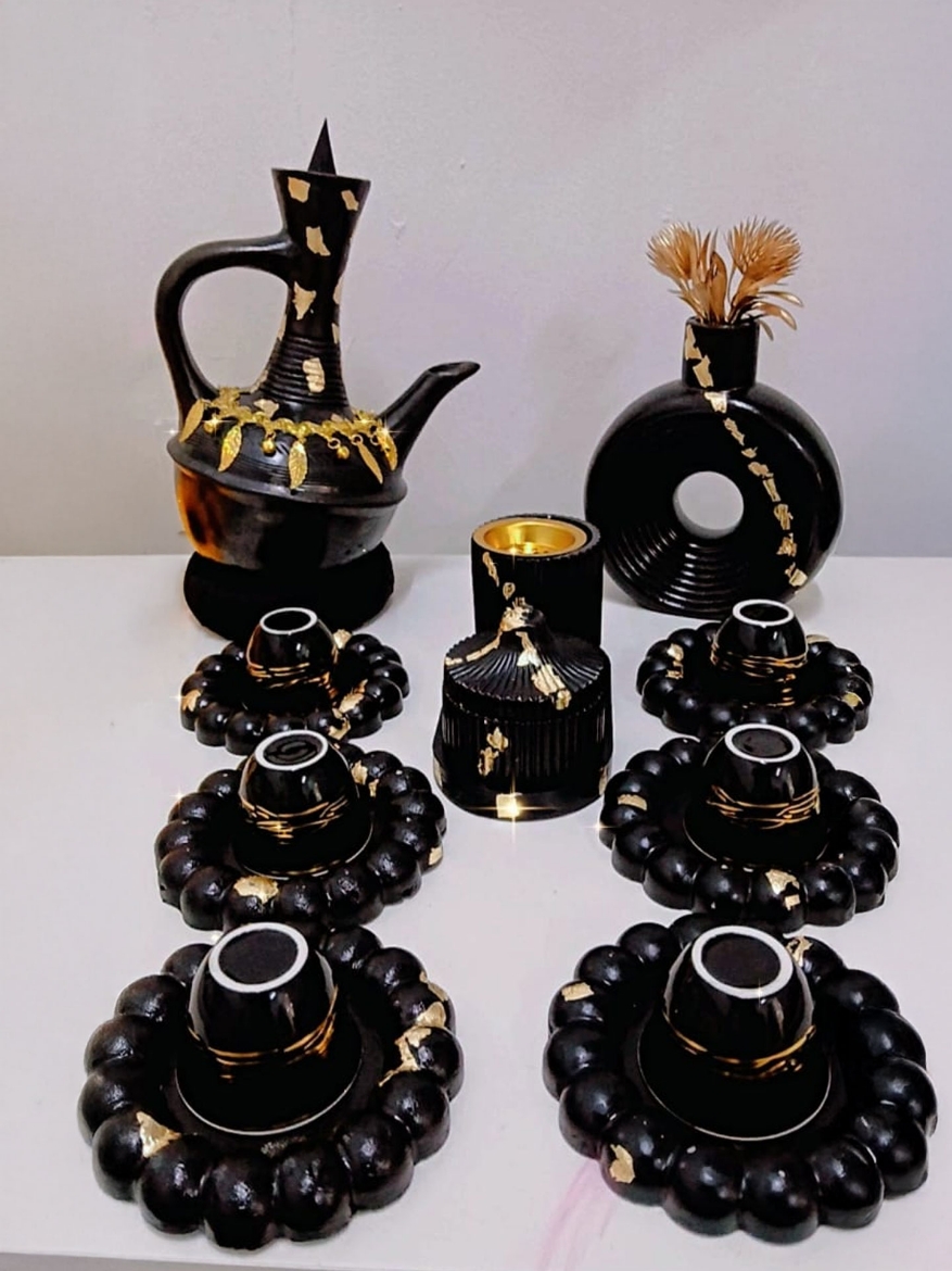 Picture of  Black Pottery Coffee Set