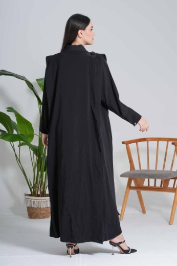 Picture of "3D Rose" Black Abaya (Coat Collar)