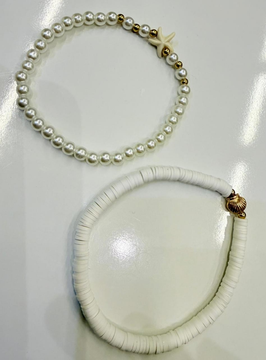صورة Set anklet pearl&shell