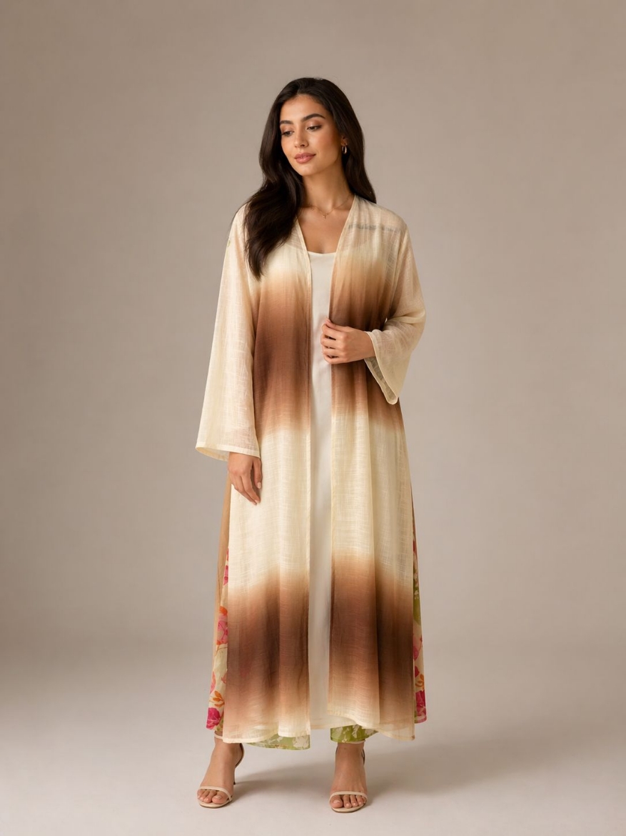 صورة Long dress white/brown